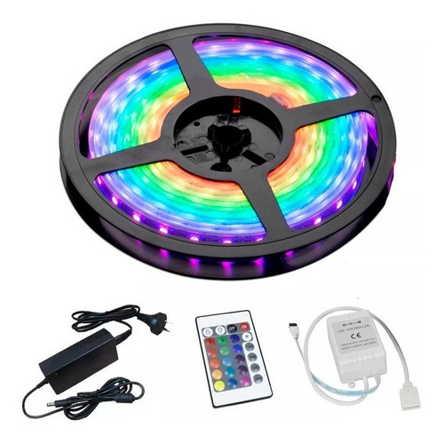 Kit Tira Led 5050 Rgb Exterior 5mts Completo Con Control Y Fuente