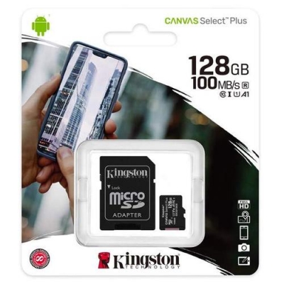 MICROSD KINGSTON 128GB CANVAS SELECT PLUS 100MB/S CLASE 10