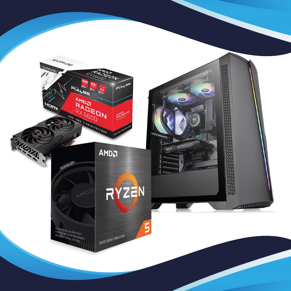 Pc Gamer Amd Ryzen 5 5600X B550 16GB RX 6600 SSD500GB | Support Oficial