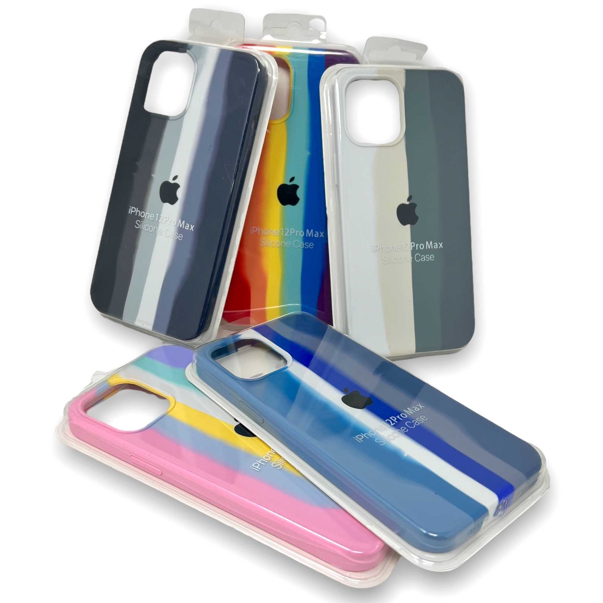 Funda iPhone 12 Pro Max silicón logo multicolor